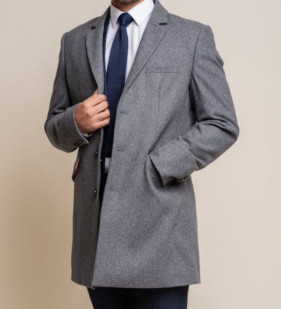 House of Cavani- Roman Slate Grey Wool Blend Coat