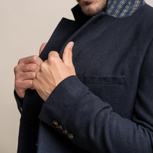 House of Cavani- Roman Navy Wool Blend Coat