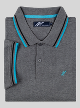 Mish Mash- Grey Regular Fit Textured Cotton Jersey Stockholm Polo