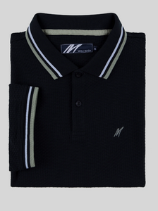 Mish Mash- Ink Regular Fit Textured Cotton Jersey Stockholm Polo