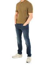 Mish Mash- Khaki Regular Fit Textured Cotton Jersey Stockholm Polo