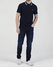 Mish Mash- Navy Regular Fit Textured Cotton Jersey Stockholm Polo