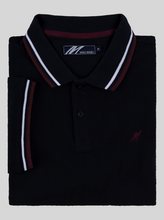 Mish Mash- Navy/Burgundy Regular Fit Textured Cotton Jersey Stockholm Polo