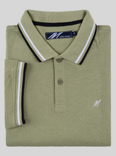 Mish Mash- Pale Green Regular Fit Textured Cotton Jersey Stockholm Polo