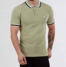 Mish Mash- Pale Green Regular Fit Textured Cotton Jersey Stockholm Polo