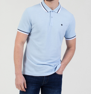 Mish Mash- Sky Regular Fit Textured Cotton Jersey Stockholm Polo