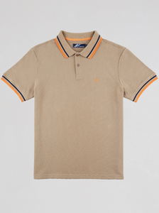 Mish Mash- Warm Stone Regular Fit Textured Cotton Jersey Stockholm Polo