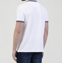 Mish Mash- White Regular Fit Textured Cotton Jersey Stockholm Polo