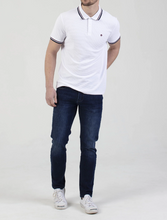 Mish Mash- White Regular Fit Textured Cotton Jersey Stockholm Polo
