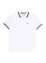 Mish Mash- White Regular Fit Textured Cotton Jersey Stockholm Polo