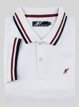 Mish Mash- White Regular Fit Textured Cotton Jersey Stockholm Polo