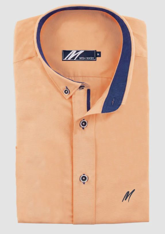 Mish Mash- Pale Orange Regular Fit Summit Oxford Short Sleeve Shirt