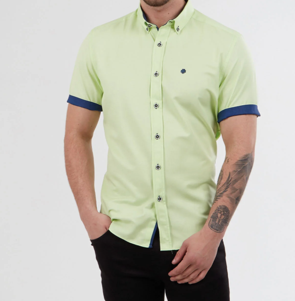 Mish Mash- Pale Green Regular Fit Summit Oxford Short Sleeve Shirt