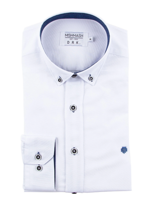 Mish Mash- White Regular Fit Summit Oxford Long Sleeve Shirt