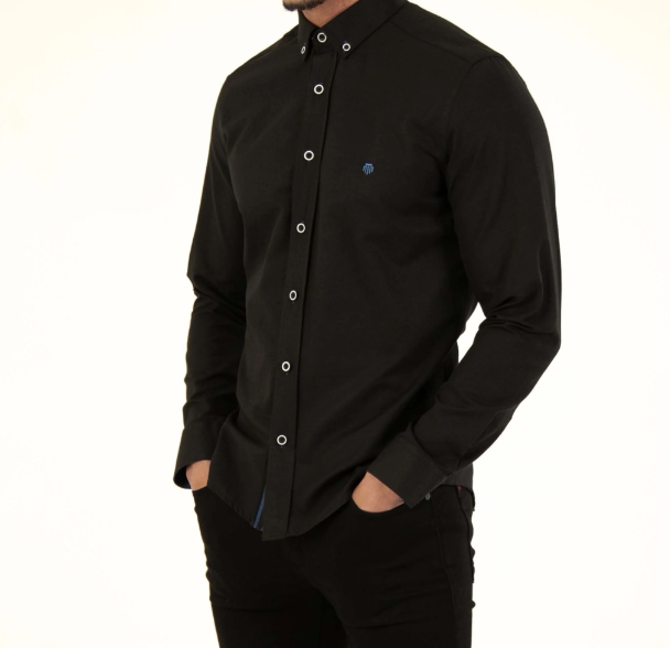 Mish Mash- Black Regular Fit Summit Oxford Long Sleeve Shirt