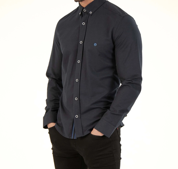 Mish Mash- Dark Navy Regular Fit Summit Oxford Long Sleeve Shirt