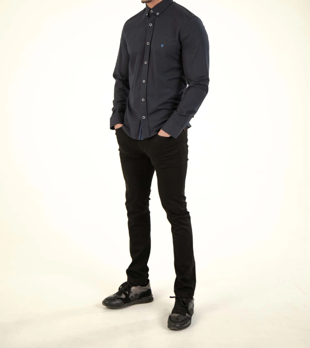 Mish Mash- Dark Navy Regular Fit Summit Oxford Long Sleeve Shirt