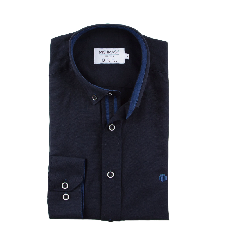 Mish Mash- Dark Navy Regular Fit Summit Oxford Long Sleeve Shirt