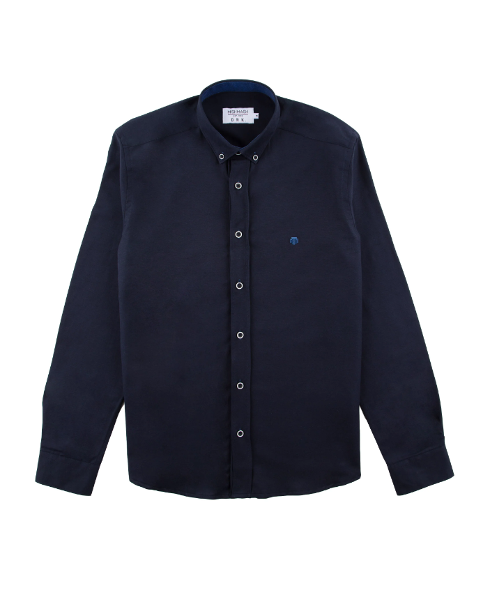 Mish Mash- Dark Navy Regular Fit Summit Oxford Long Sleeve Shirt