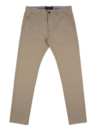 Mish Mash- Stone Mid Stretch Bromley Tapered Fit Chino Trouser