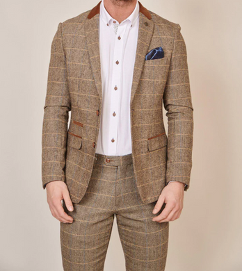 Marc Darcy- DX7 Tan Tweed Check Blazer