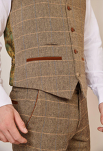 Marc Darcy- Ted Tan Tweed Check Waistcoat