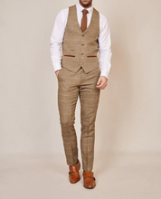 Marc Darcy- Ted Tan Tweed Check Waistcoat