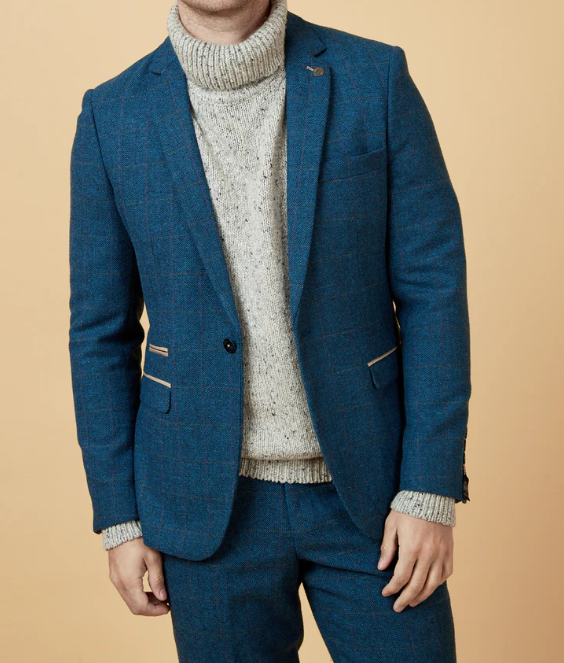 Marc Darcy- Dion Blue Check Tweed Blazer