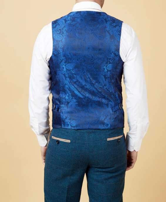 Marc Darcy- Dion Blue Check Tweed Waistcoat