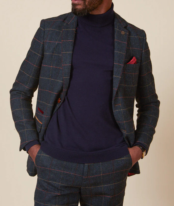 Marc Darcy- Eton Navy Blue Check Tweed Blazer