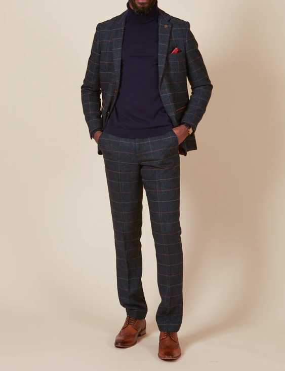 Marc Darcy- Eton Navy Blue Check Tweed Blazer