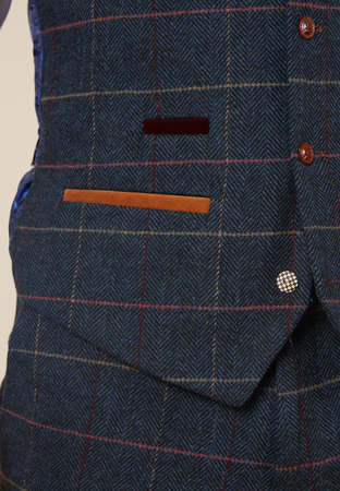 Marc Darcy - Eton Navy Blue Check Tweed Waistcoat