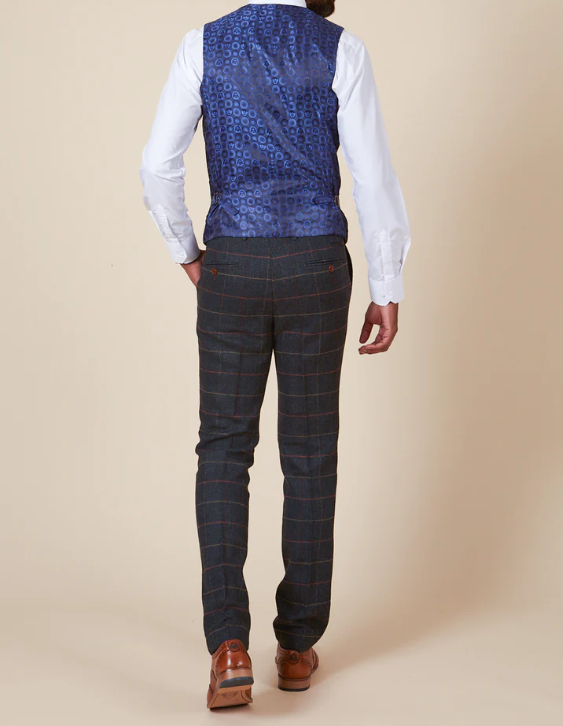 Marc Darcy - Eton Navy Blue Check Tweed Waistcoat