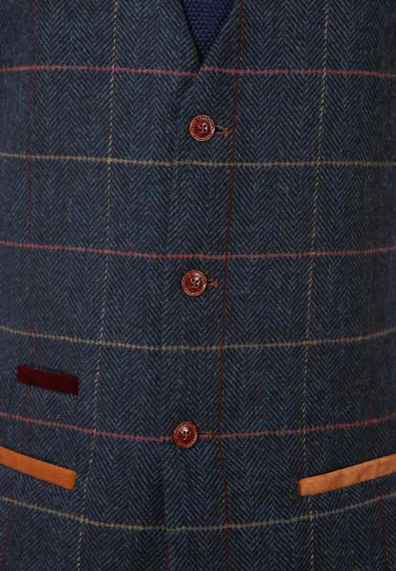 Marc Darcy - Eton Navy Blue Check Tweed Waistcoat