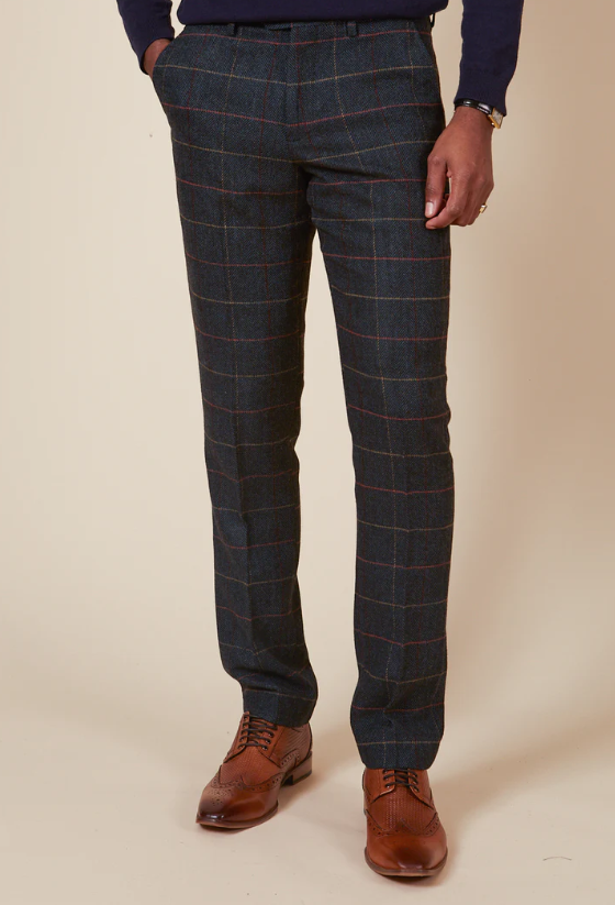 Marc Darcy - Eton Navy Blue Check Tweed Trouser