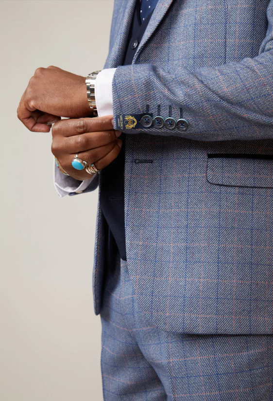 Marc Darcy- Hilton Blue Check Tweed Blazer