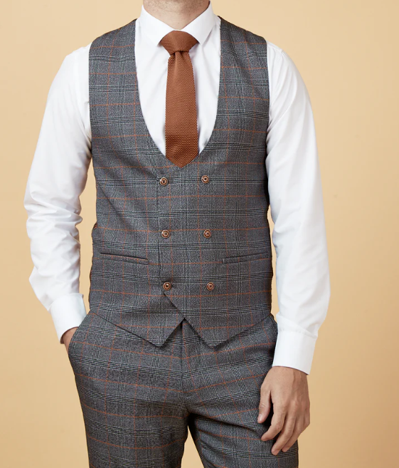 Marc Darcy- Jenson Grey Check Waistcoat