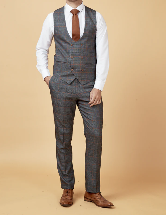 Marc Darcy- Jenson Grey Check Waistcoat