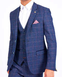 Marc Darcy- Harry Indigo Check Tweed Blazer