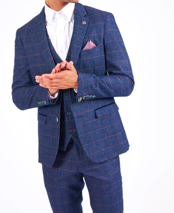 Marc Darcy- Harry Indigo Check Tweed Blazer