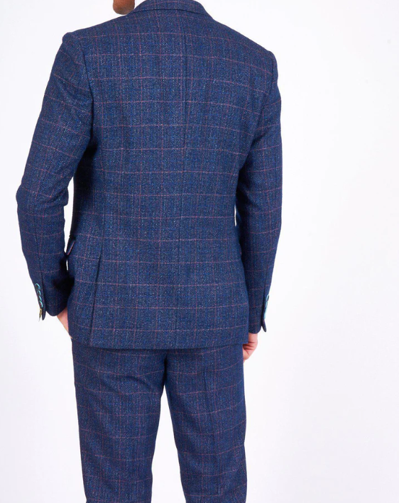 Marc Darcy- Harry Indigo Check Tweed Blazer
