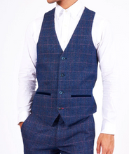 Marc Darcy- Harry Indigo Check Tweed Waistcoat