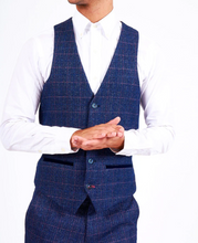 Marc Darcy- Harry Indigo Check Tweed Waistcoat