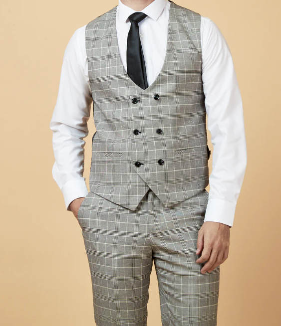 Marc Darcy- Ross Grey Check Waistcoat