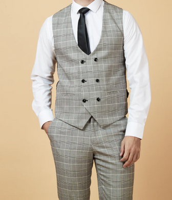 Marc Darcy- Ross Grey Check Waistcoat