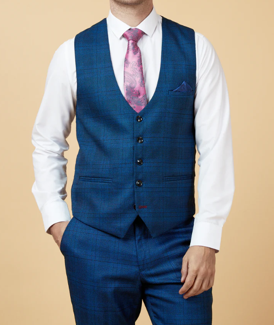 Marc Darcy- Jerry Blue Check Waistcoat