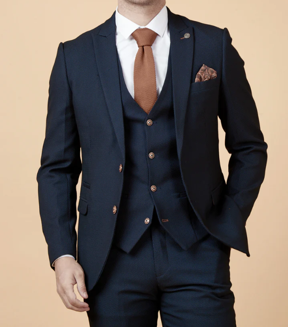 Marc Darcy- Max Navy Blazer With Contrast Buttons