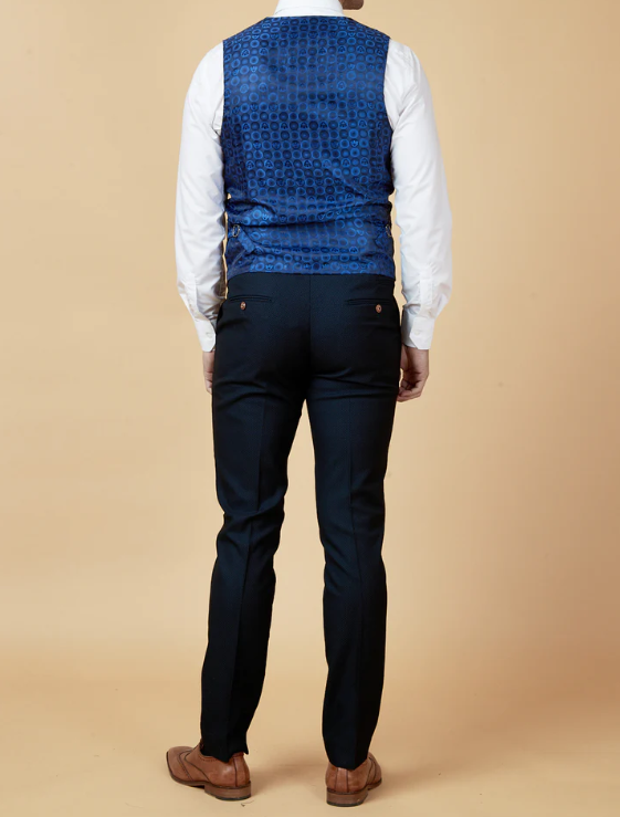 Marc Darcy- Max Navy Waistcoat With Contrast Buttons