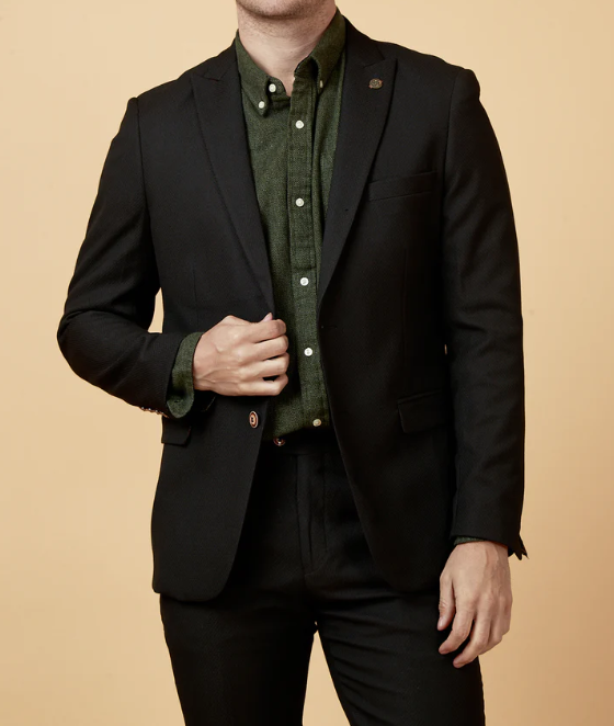 Marc Darcy- Max Black Blazer With Contrast Buttons