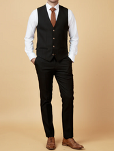 Marc Darcy- Max Black Waistcoat With Contrast Buttons